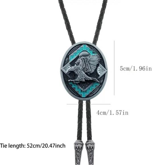 Dragon Design vintage style Bolo Tie with Turquoise Accent - Picture 3 of 12
